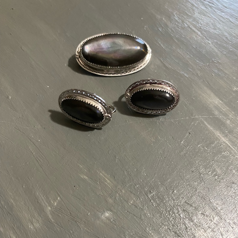 Beautiful clip on earrings and brooch